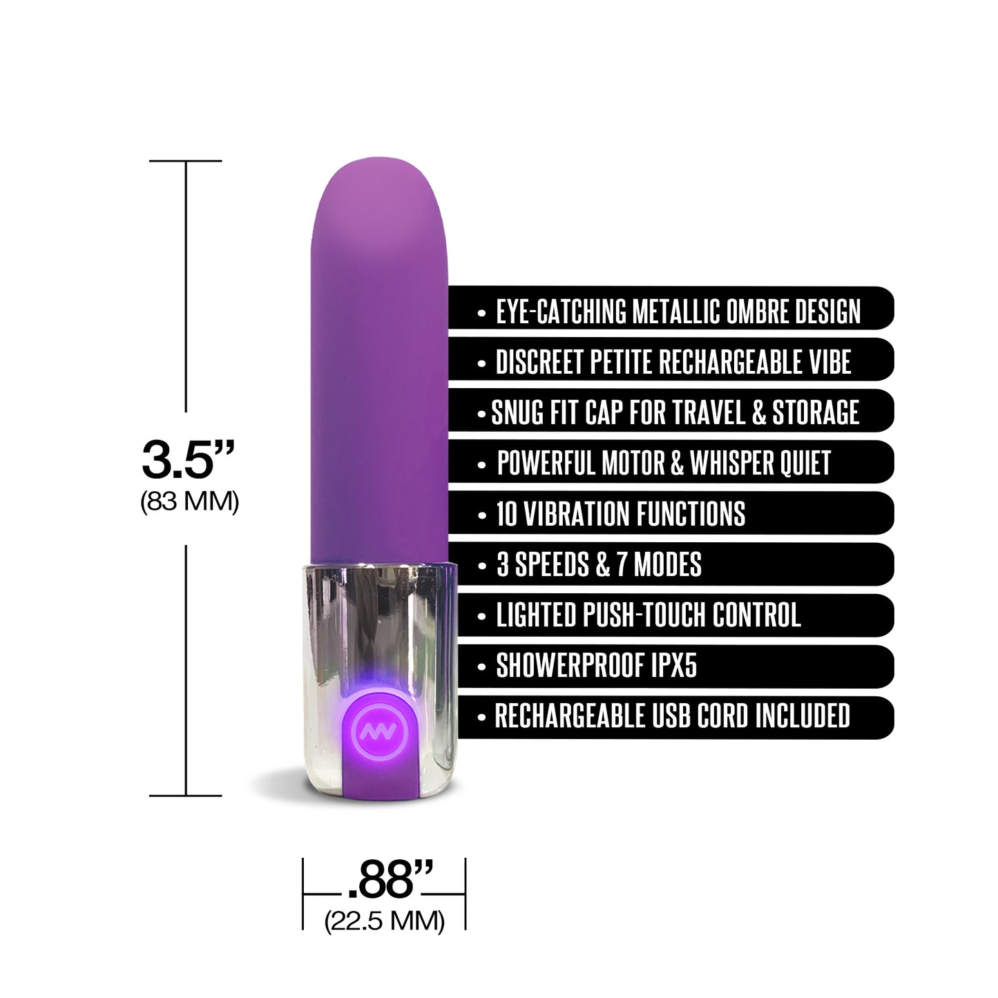 NIXIE Smooch Rechargeable Lipstick Vibrator, Purple Ombre