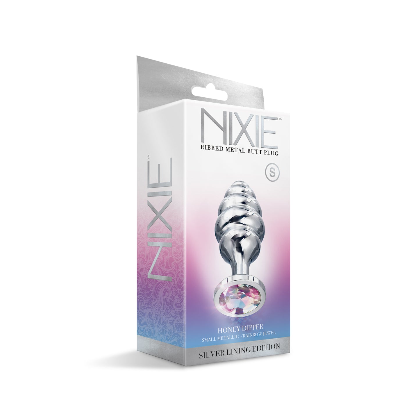 NIXIE Ribbed Metal Butt Plug, Honey Dipper, Small