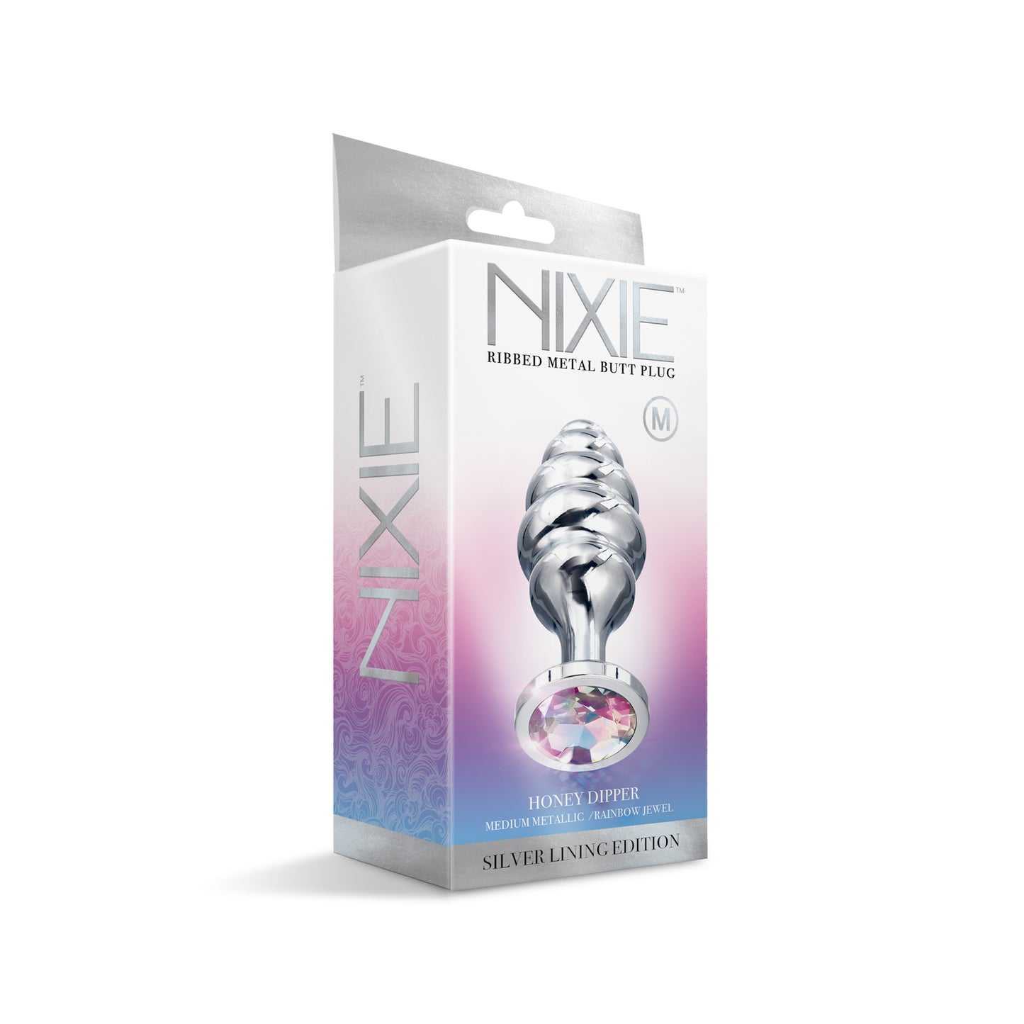 NIXIE Ribbed Metal Butt Plug, Honey Dipper, Medium