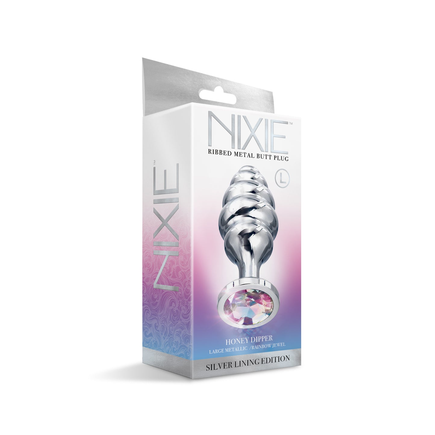 NIXIE Ribbed Metal Butt Plug, Honey Dipper, Large