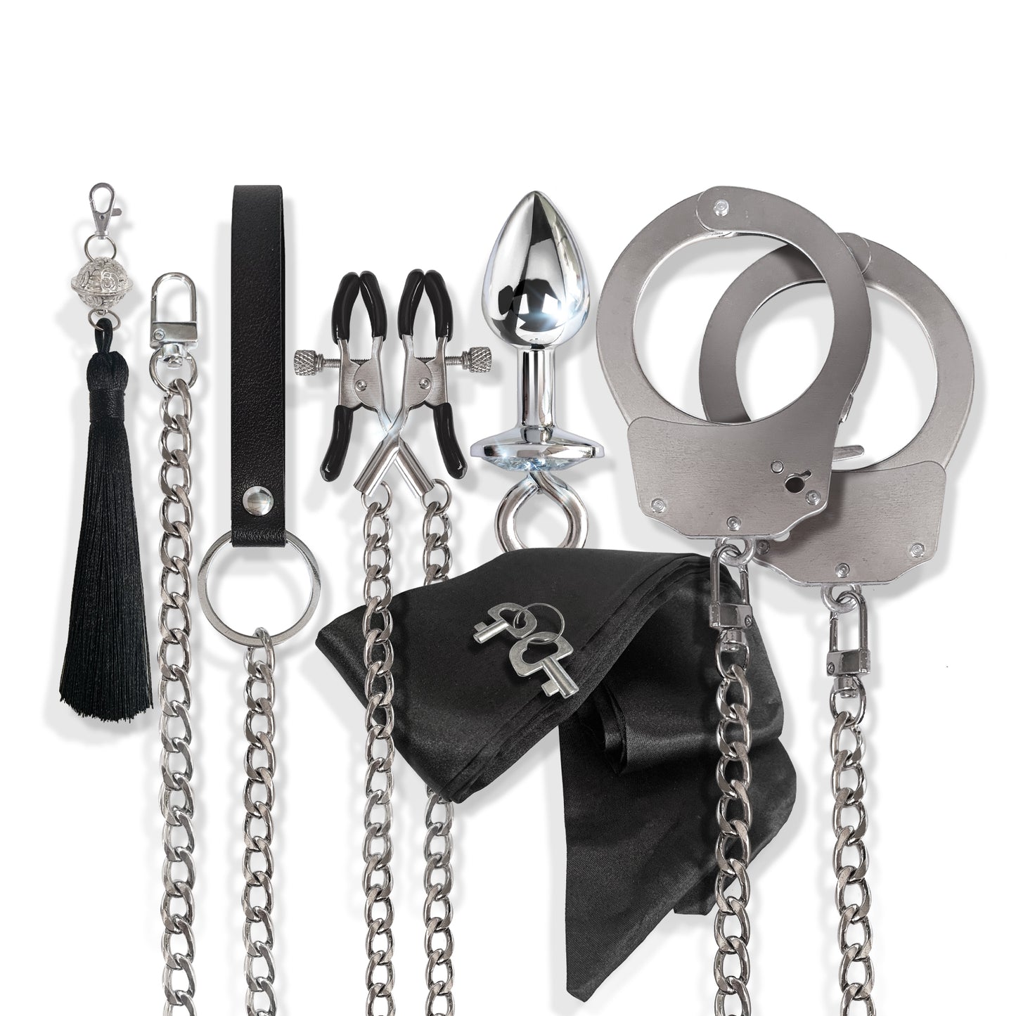 NIXIE Interchangeable 8 Piece Bondage Kit, Silver