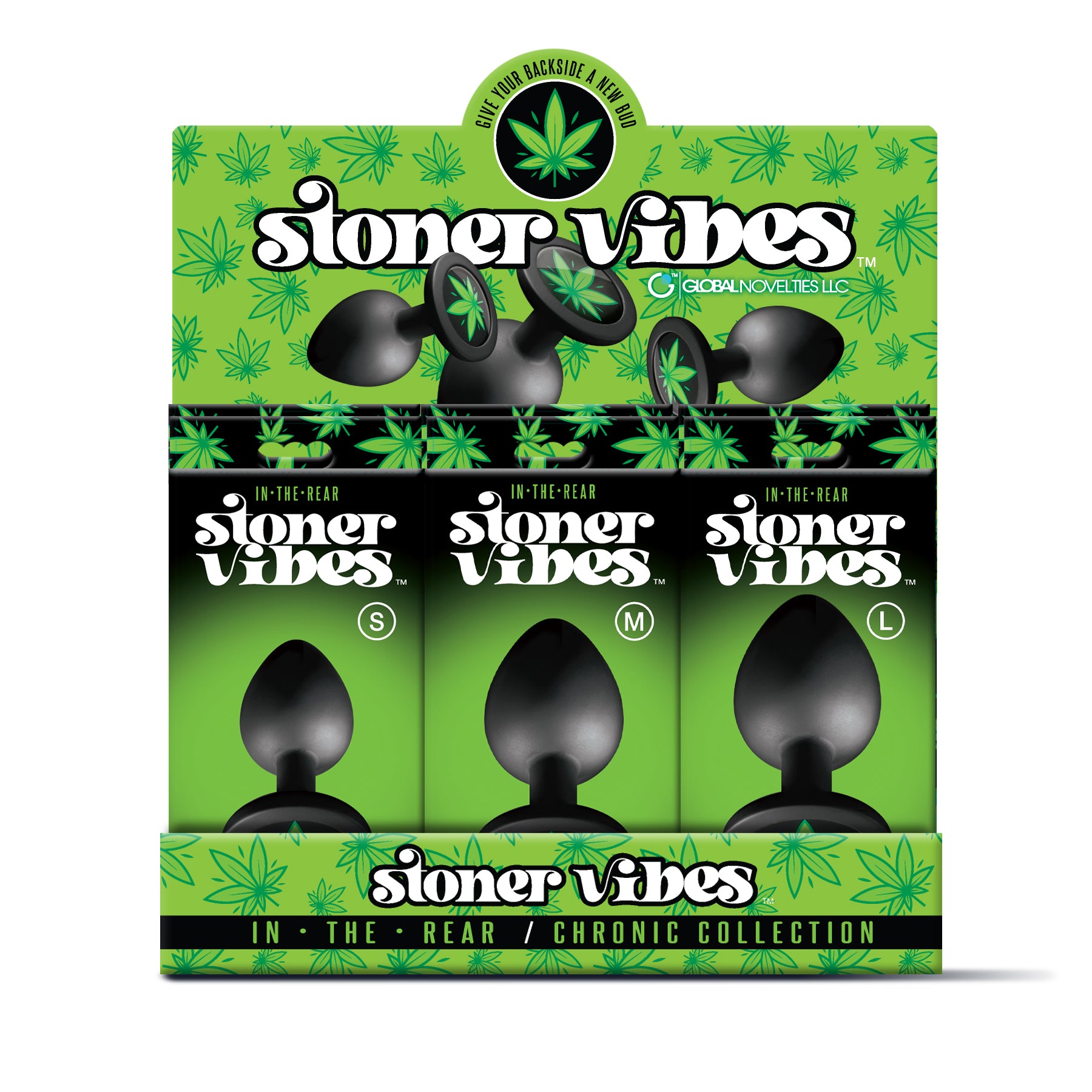 Stoner Vibes Chronic Collection Butt Plug Display, 12 Pieces Global Novelties LLC Stoner Vibes Chronic Collection Butt Plug Display, 12 Pieces Global Novelties LLC