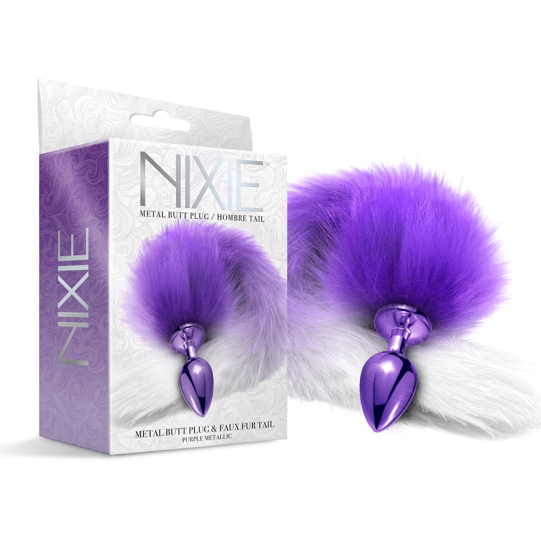 NIXIE Metal Butt Plug with Ombre Tail, Purple Global Novelties LLC NIXIE Metal Butt Plug with Ombre Tail, Purple Global Novelties LLC