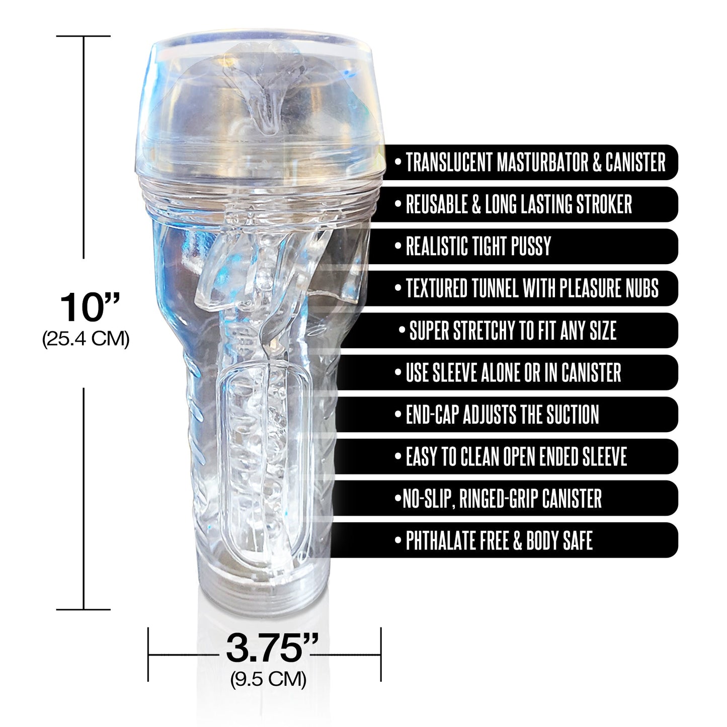 MSTR B8 In the Clear Pussy Stroker, Squeeze Box Canister - THES