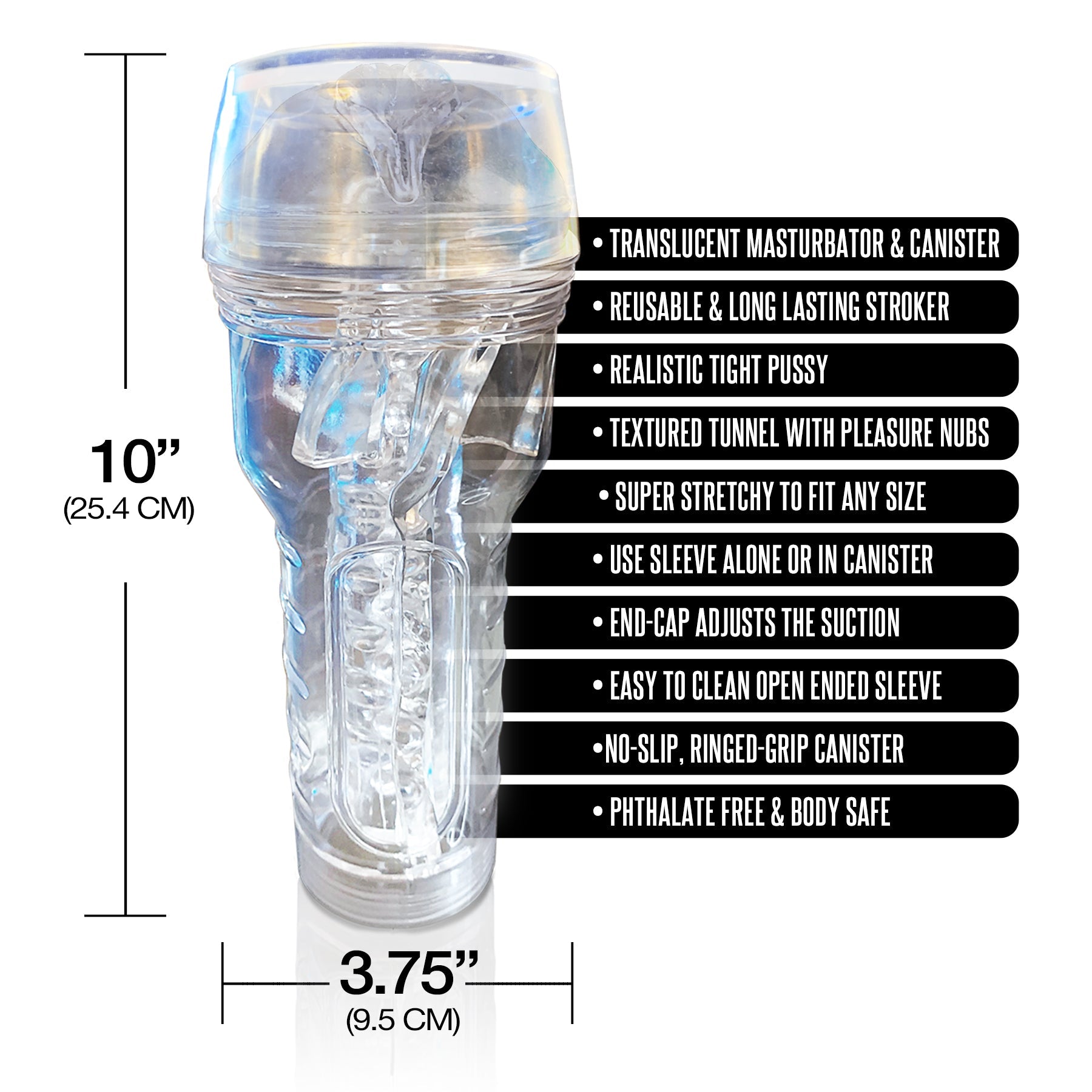 MSTR B8 In the Clear Pussy Stroker, Squeeze Box Canister - THES