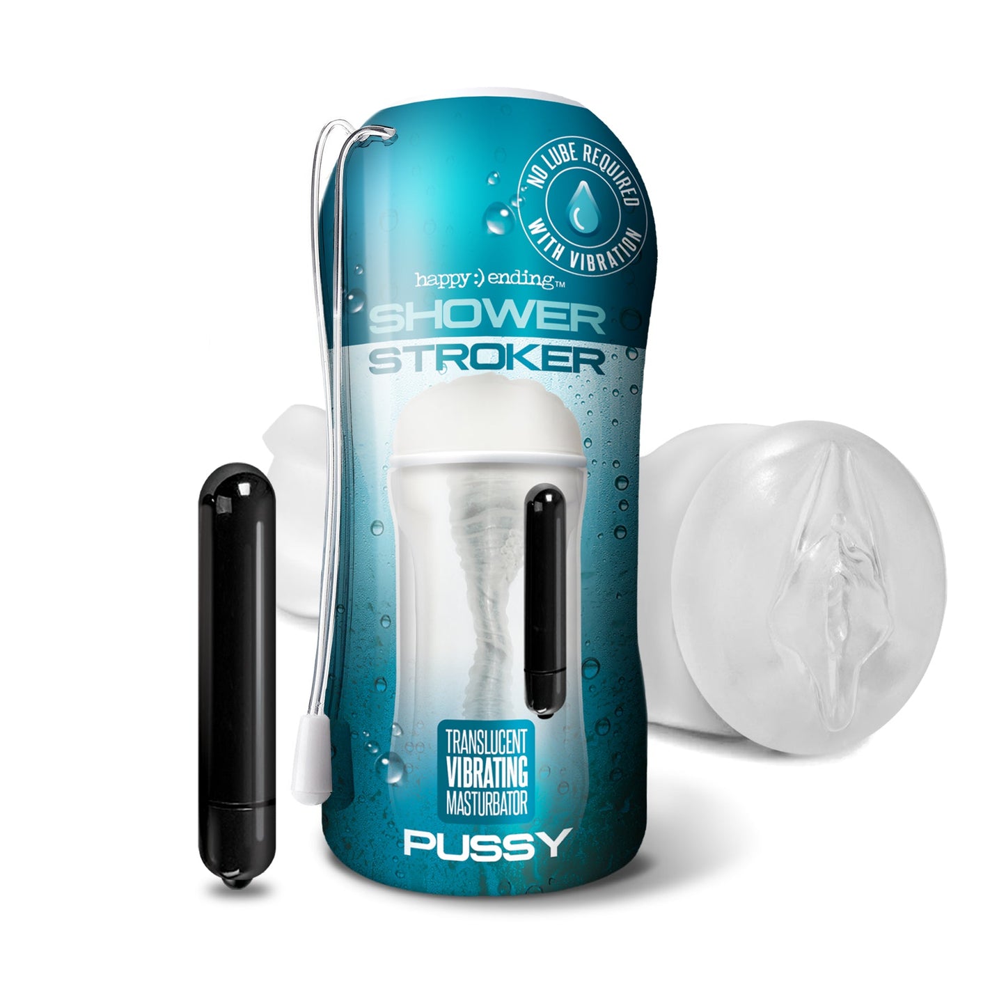 Happy Ending Vibrating Shower Stroker Masturbator, Self Lubricating, Pussy - THES