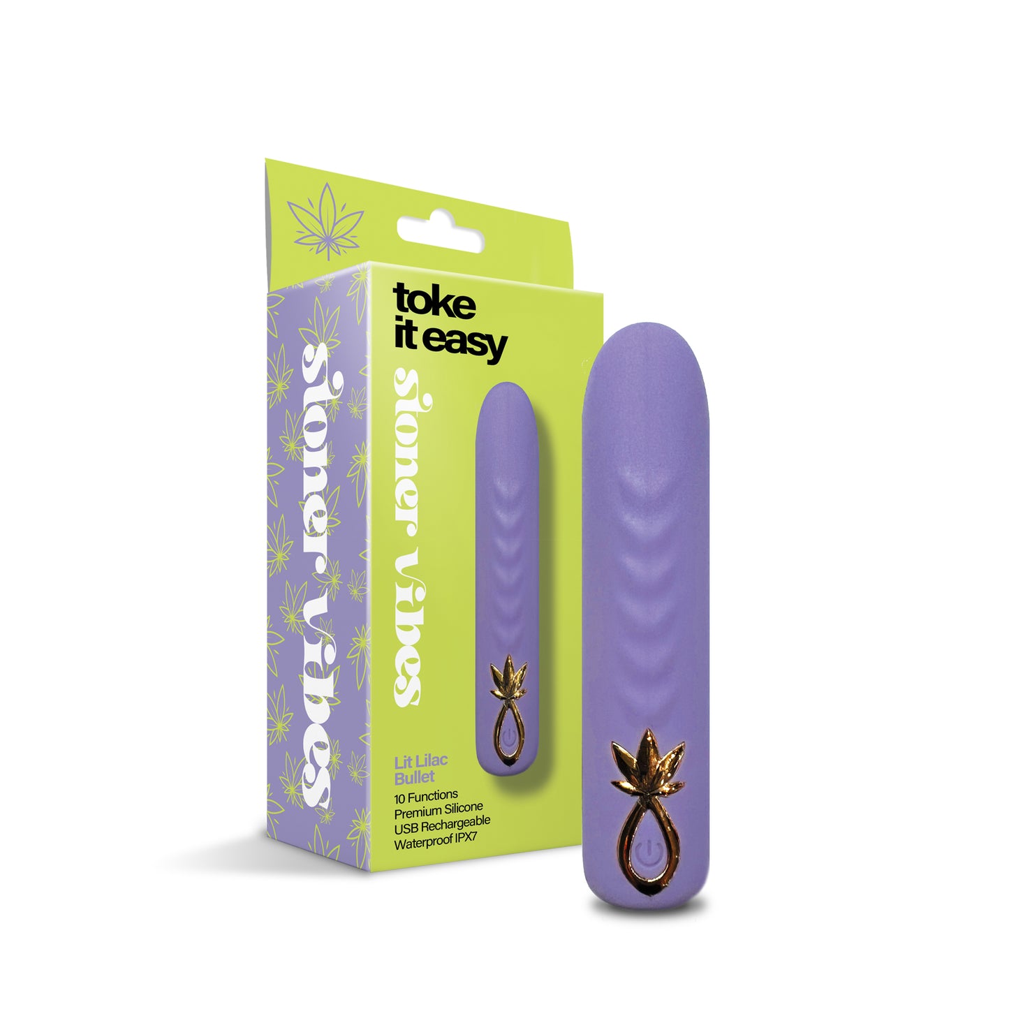 Stoner Vibes Toke it Easy Rechargeable Bullet Vibrator, Lit Lilac