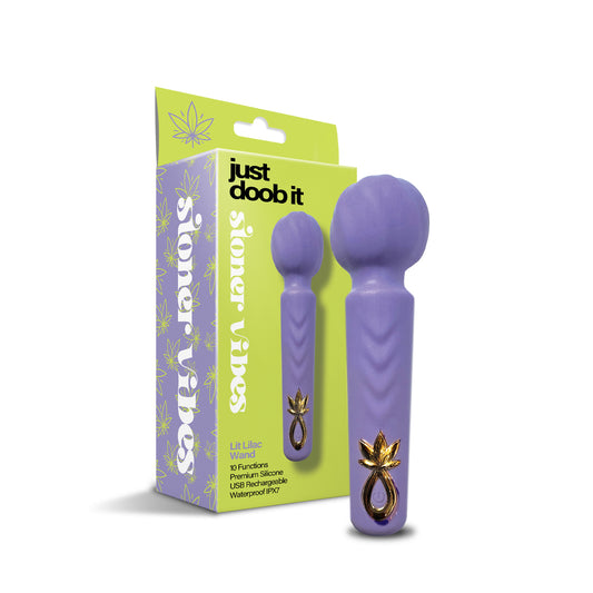 Stoner Vibes Just Doob It Rechargeable Wand Vibrator, Lit Lilac