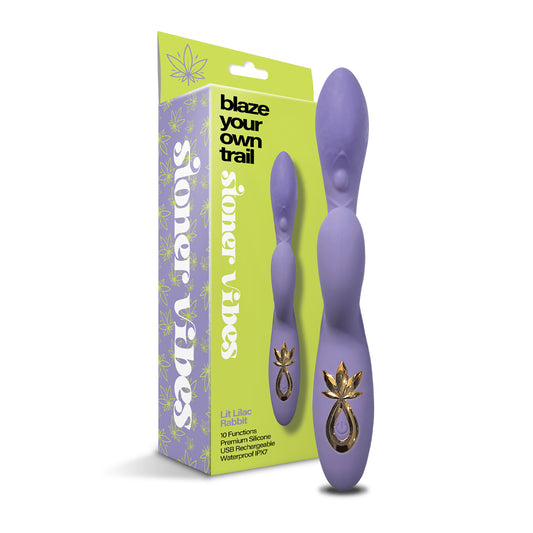 Stoner Vibes Blaze Your Own Trail Rechargeable Rabbit Vibrator, Lit Lilac