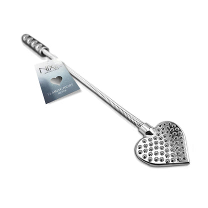 NIXIE Stainless Steel Riding Crop, Flaming Heart