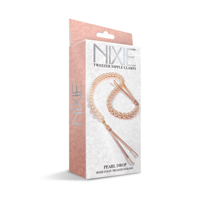 NIXIE Pearl Drop Tweezer Nipple Clamps, Rose Gold