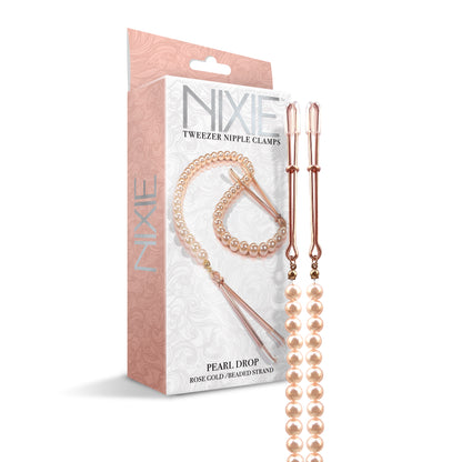 NIXIE Pearl Drop Tweezer Nipple Clamps, Rose Gold