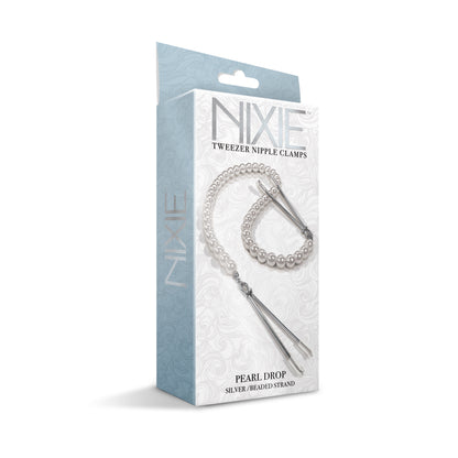 NIXIE Pearl Drop Tweezer Nipple Clamps, White Gold