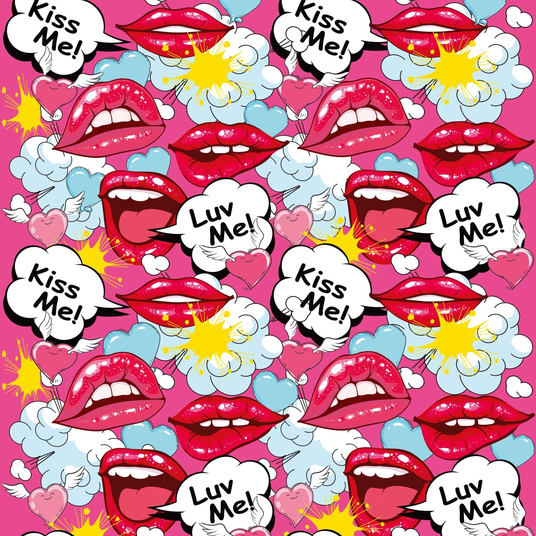 Prints Charming Pop Tease 7" Classic Vibrator, Kiss Me, Pink w/storage bag - The Happy Ending Shop