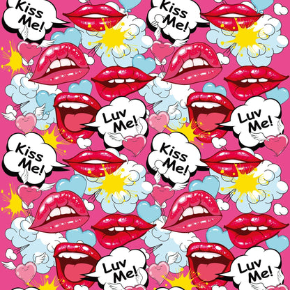 Prints Charming Pop Tease 7" Classic Vibrator, Kiss Me, Pink w/storage bag - The Happy Ending Shop