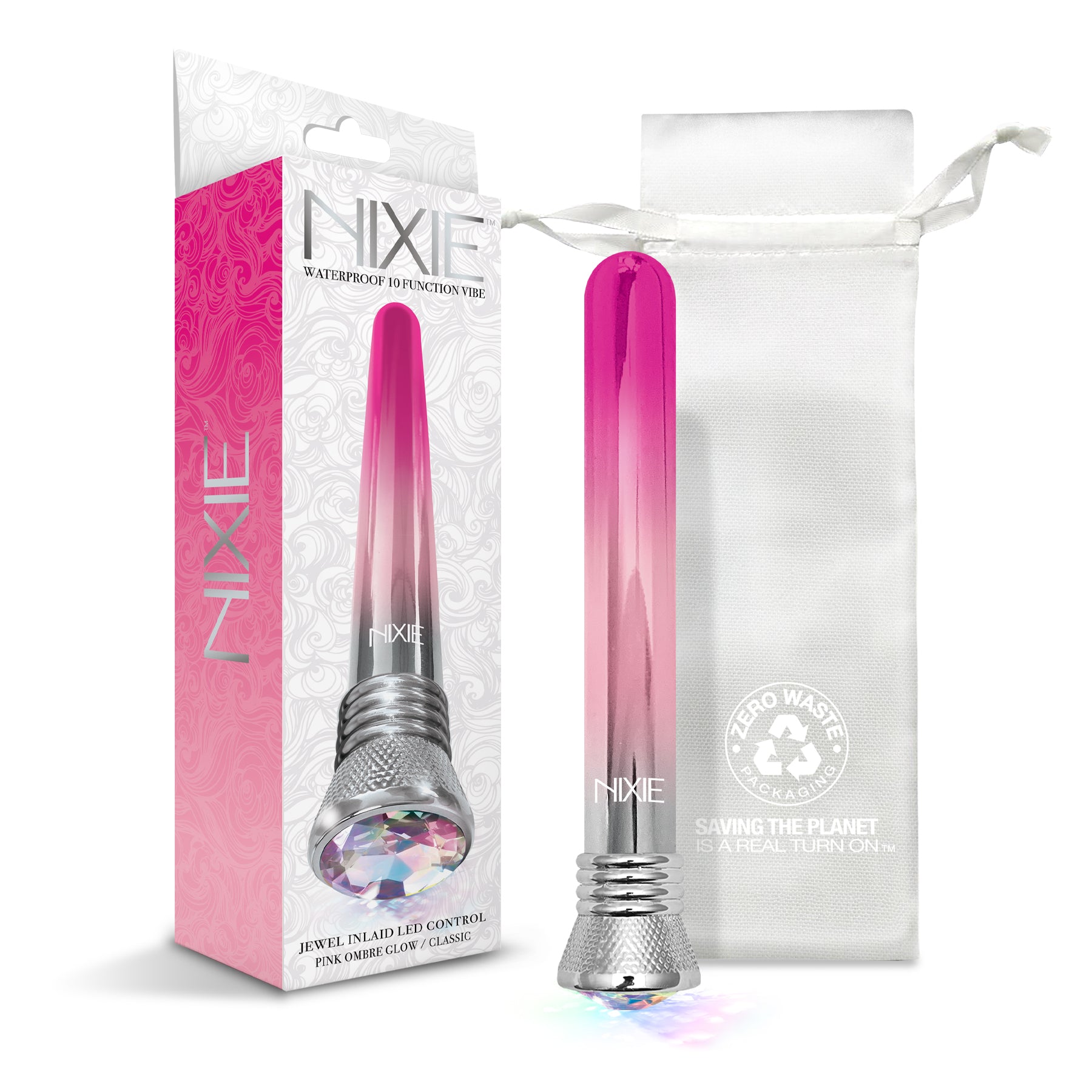 Nixie Jewel Ombre Classic Vibe, 10 Function, Pink Glow w/storage bag - THES