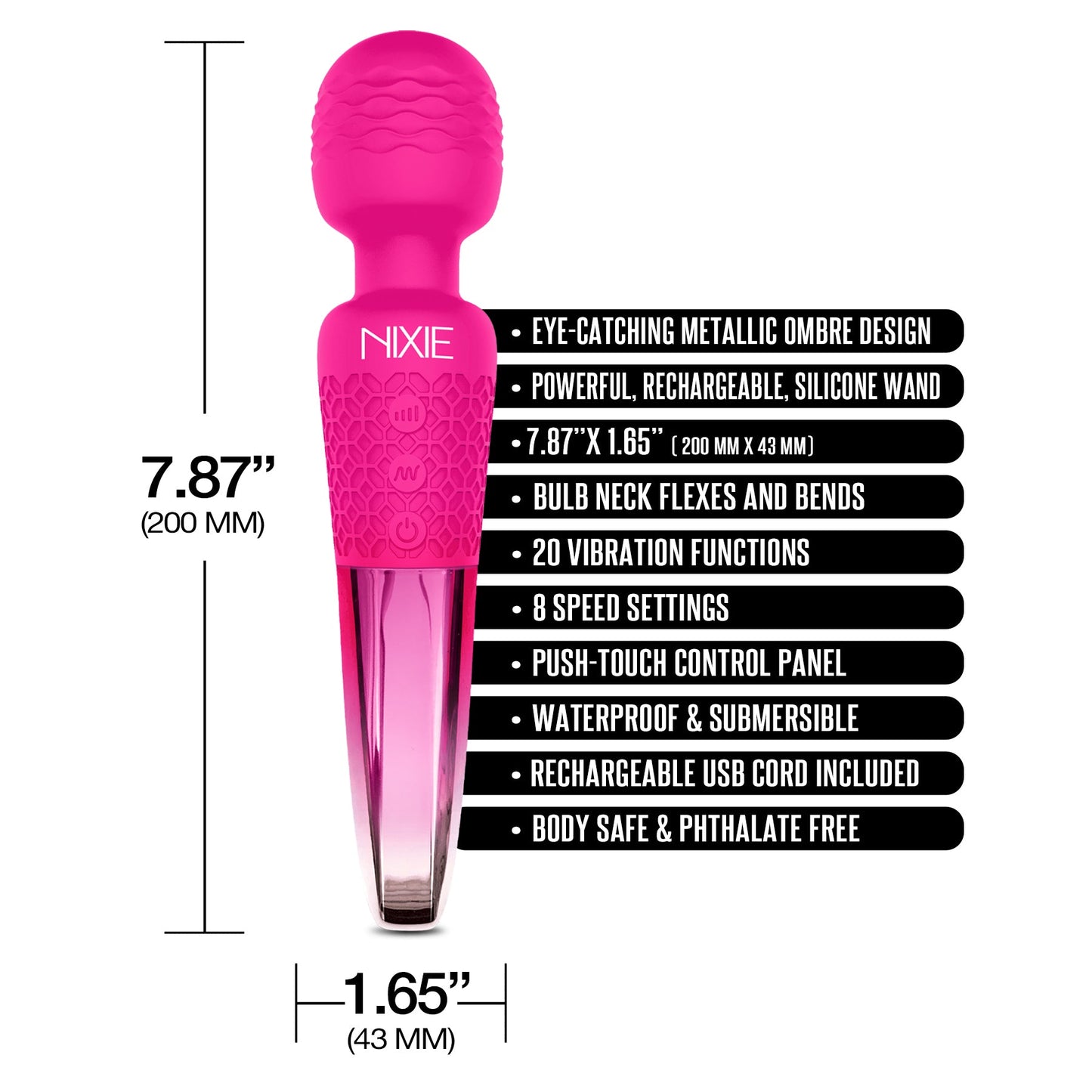 Nixie Rechargeable Wand Massager, Pink Ombre Metallic - THES