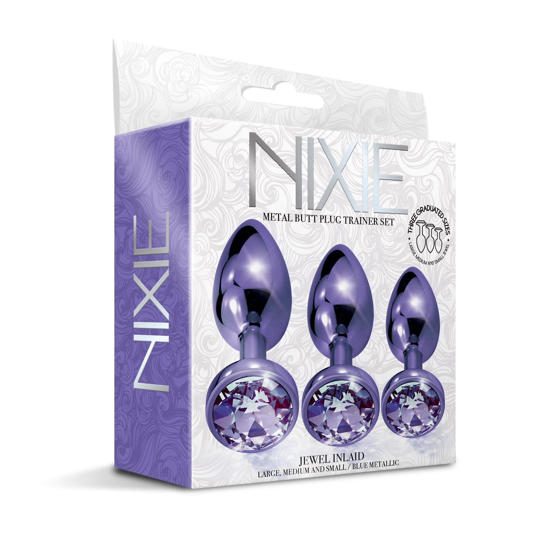 NIXIE Metal Butt Plug Trainer Set, Purple Metallic Global Novelties LLC NIXIE Metal Butt Plug Trainer Set, Purple Metallic Global Novelties LLC