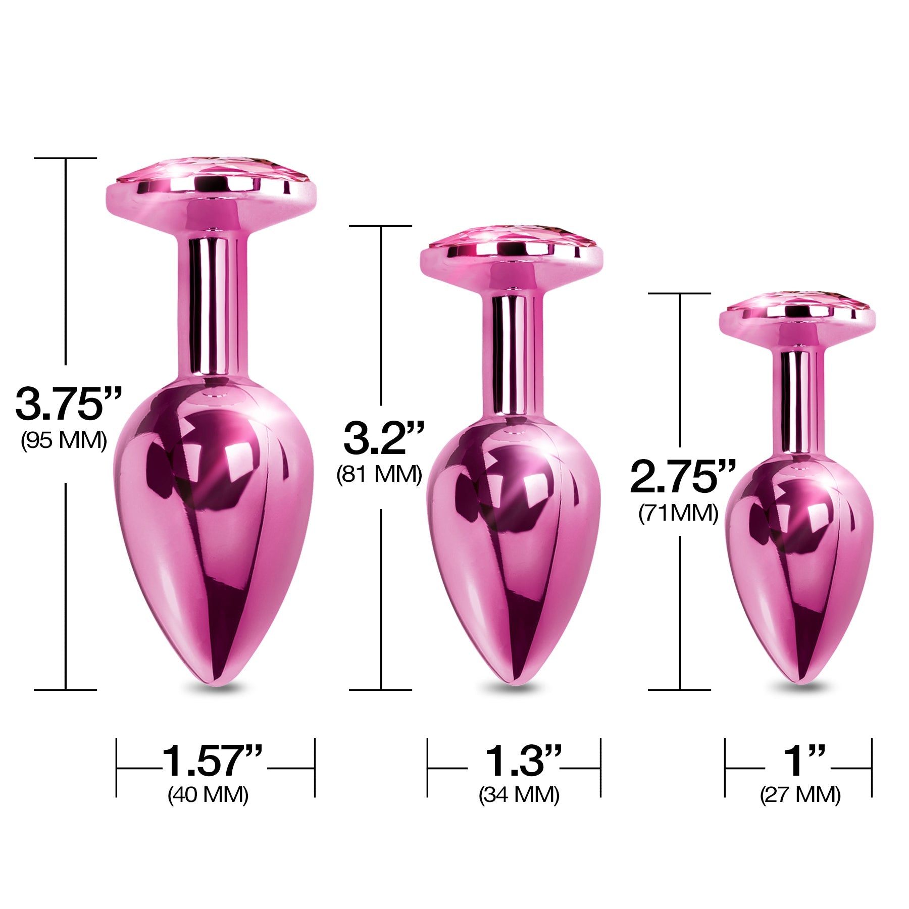 NIXIE Metal Anal Plug Trainer Set, Pink Metallic Global Novelties LLC NIXIE Metal Anal Plug Trainer Set, Pink Metallic Global Novelties LLC
