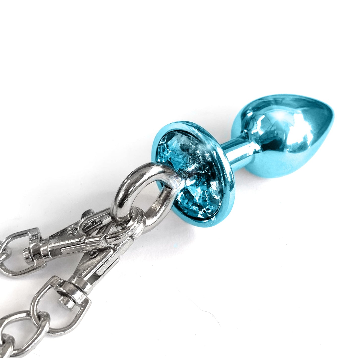 NIXIE Metal Butt Plug and Furry Handcuff Set, Blue - THES