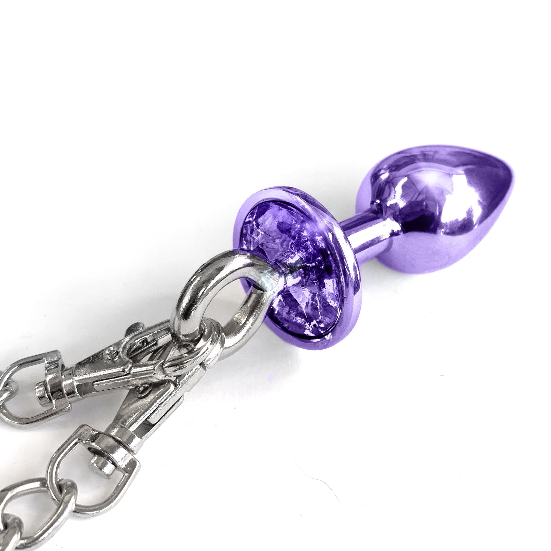 NIXIE Metal Butt Plug and Furry Handcuff Set, Purple - THES