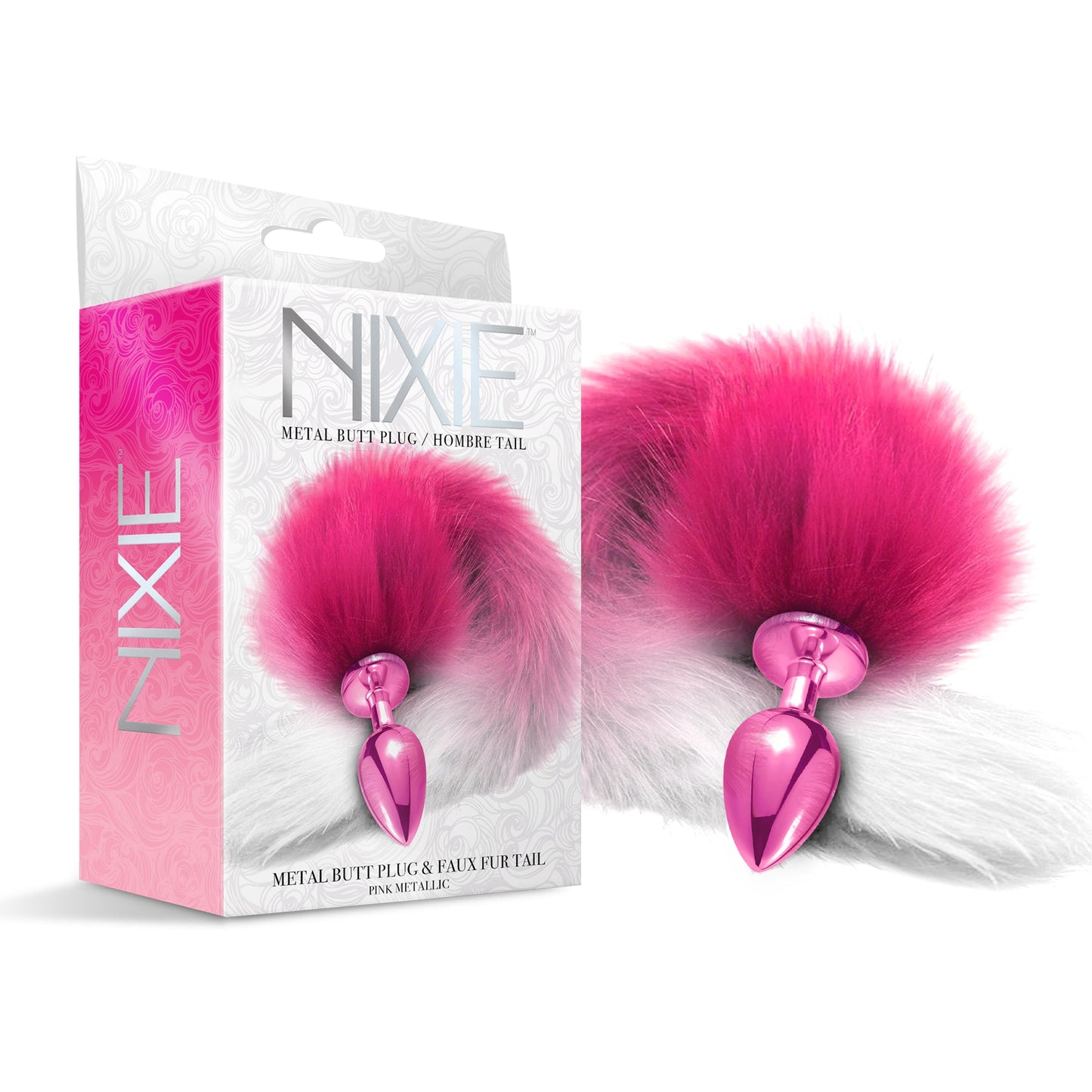 NIXIE Metal Butt Plug with Ombre Tail, Pink - THES